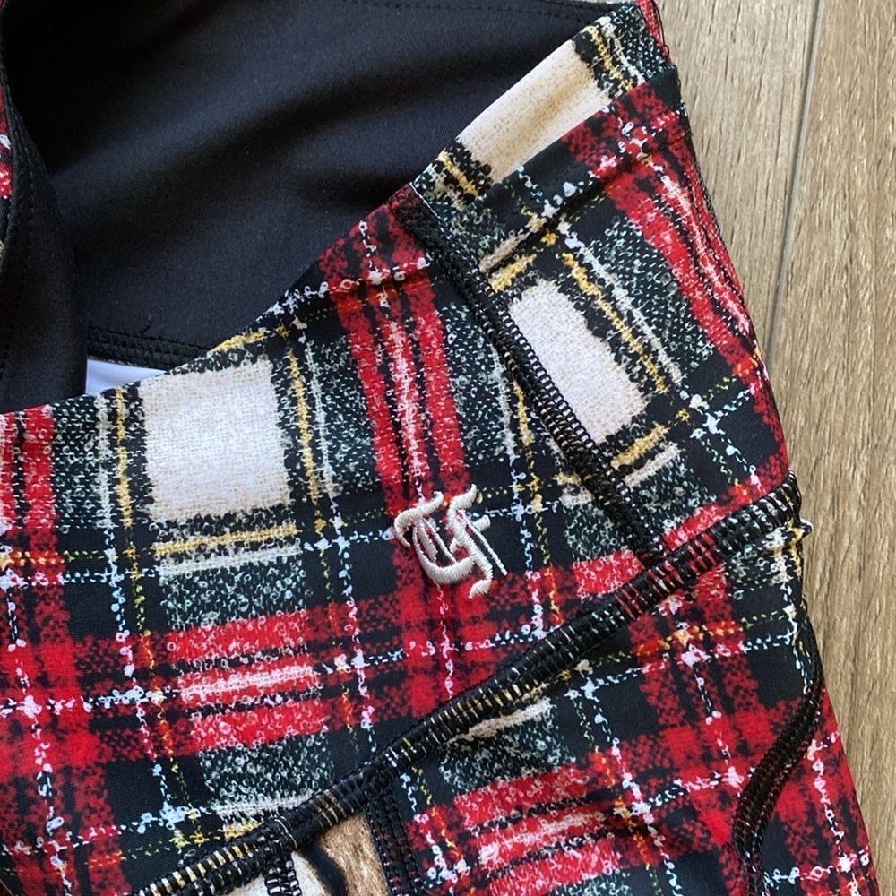 Twin Fantasy by R13 Plaid & Leopard Print Paneled Workout Leggings in Ecru Combo - Picture 3 of 6